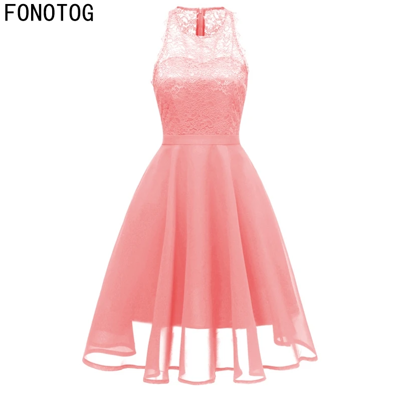 2018 high-end design new sexy lace neck scarf pink fashion ladies dress black summer large size red | Женская одежда