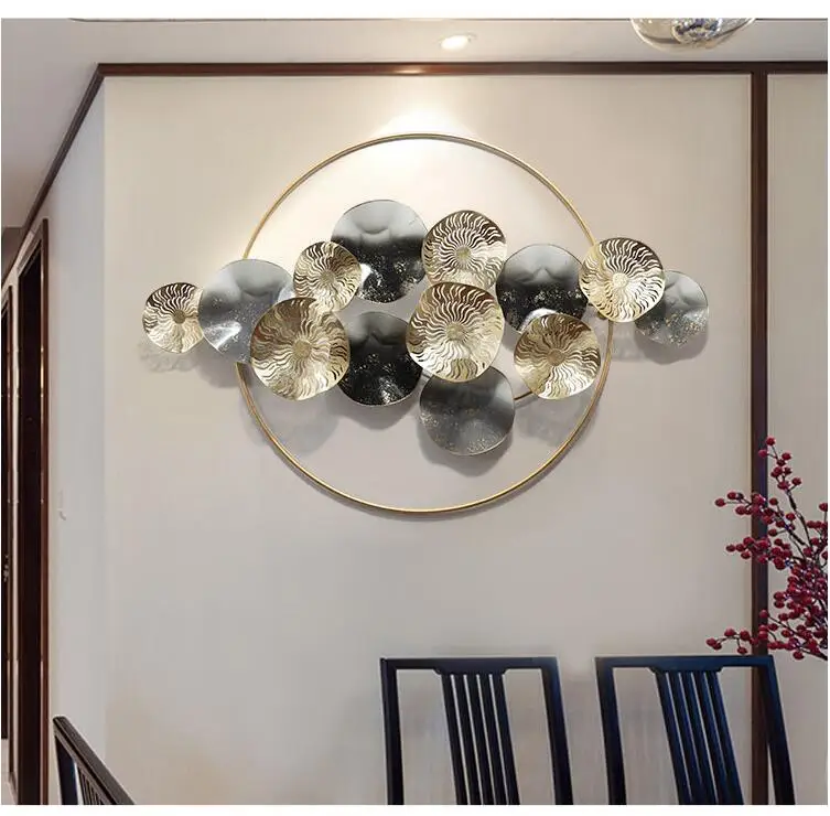 New Chinese 3D Stereo Wrought Iron Wall Hanging Round Shape Wall Decoration Crafts Home Livingroom Sofa Background Ormaments Art