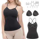 Корректирующее белье с подкладкой, компрессионная кофта, Корректирующее белье для тела, женские майки для контроля живота, Корректирующее белье, моделирующий бюстгальтер со встроенным бюстгальтером