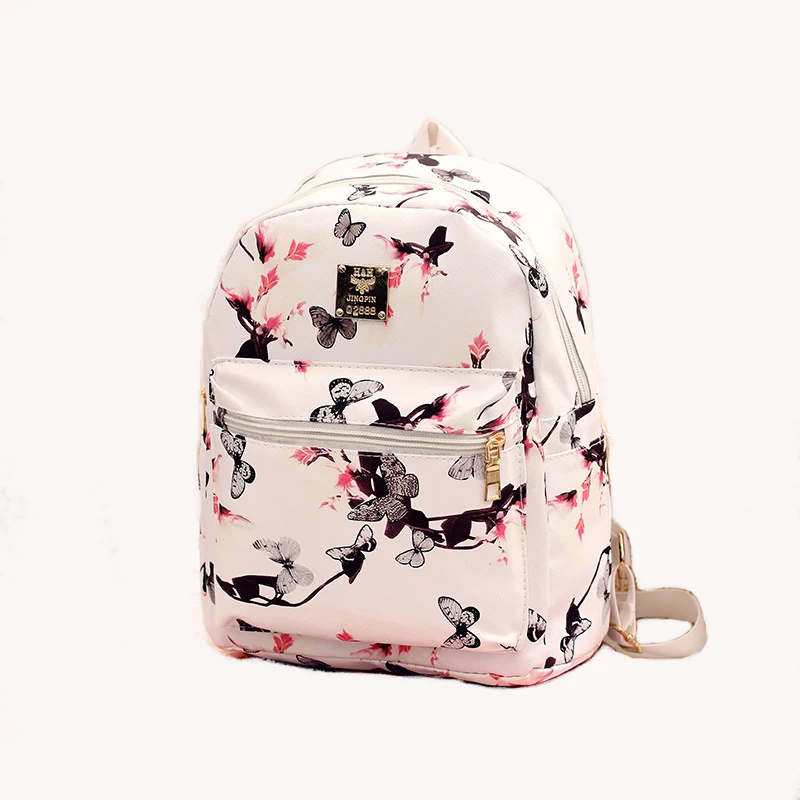 Мода 2017 г. Для женщин с цветочным принтом кожаный рюкзак Школьные сумки для