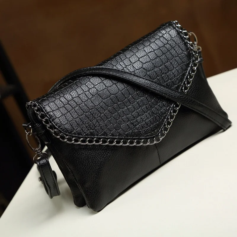 Chain Women Fashion Leather Plaid Flap Bag Female Alligator Pattern Handbags Lady Shoulder Bags Straps Totes Envelope Bag Clutch