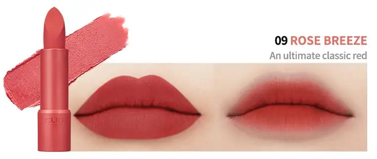 09 Rose Breeze CLIO Rouge каблук бархат 3,4 г 10 цветов Матовая помада для женщин Lipliner водонепроницаемый стойкий макияж блеск для губ Корея Косметика - Цвет: 09 Rose Breeze