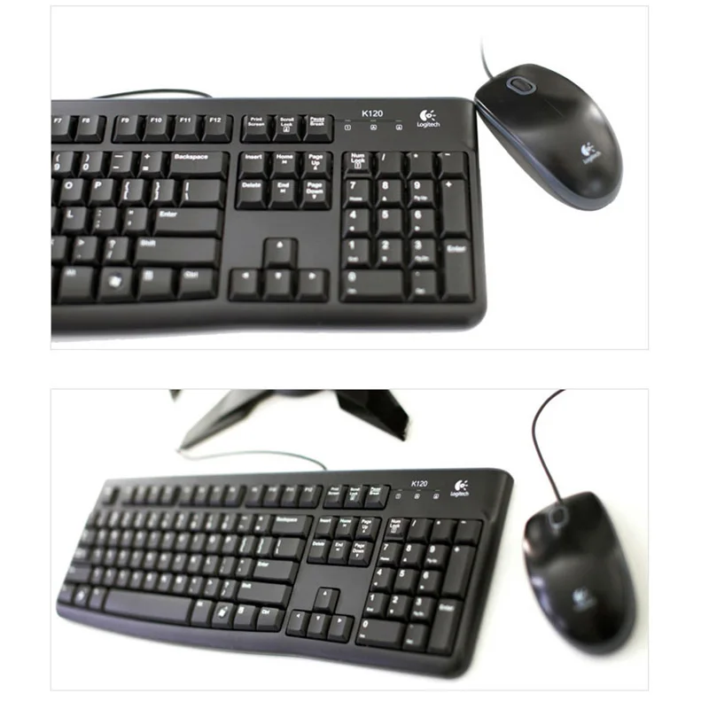 Logitech MK120 Проводная клавиатура и мышь комплект водонепроницаемая Бесшумная