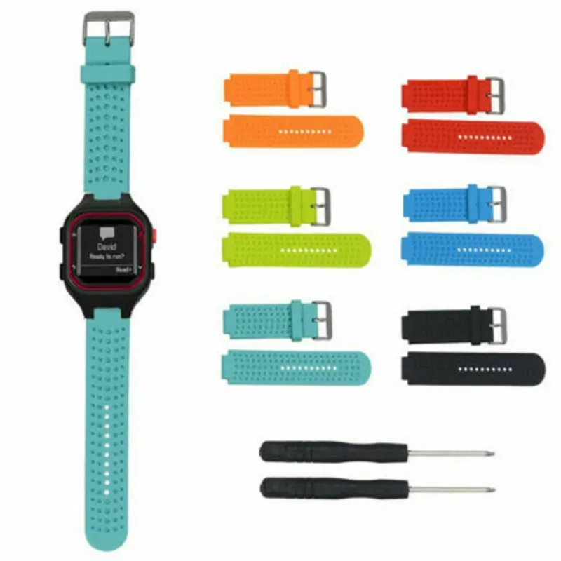 Soft Bracelet Men Sport Silicone Watch Wrist Band Strap For Garmin Forerunner 25 Watch Wrist Band Strap Replacement with tools