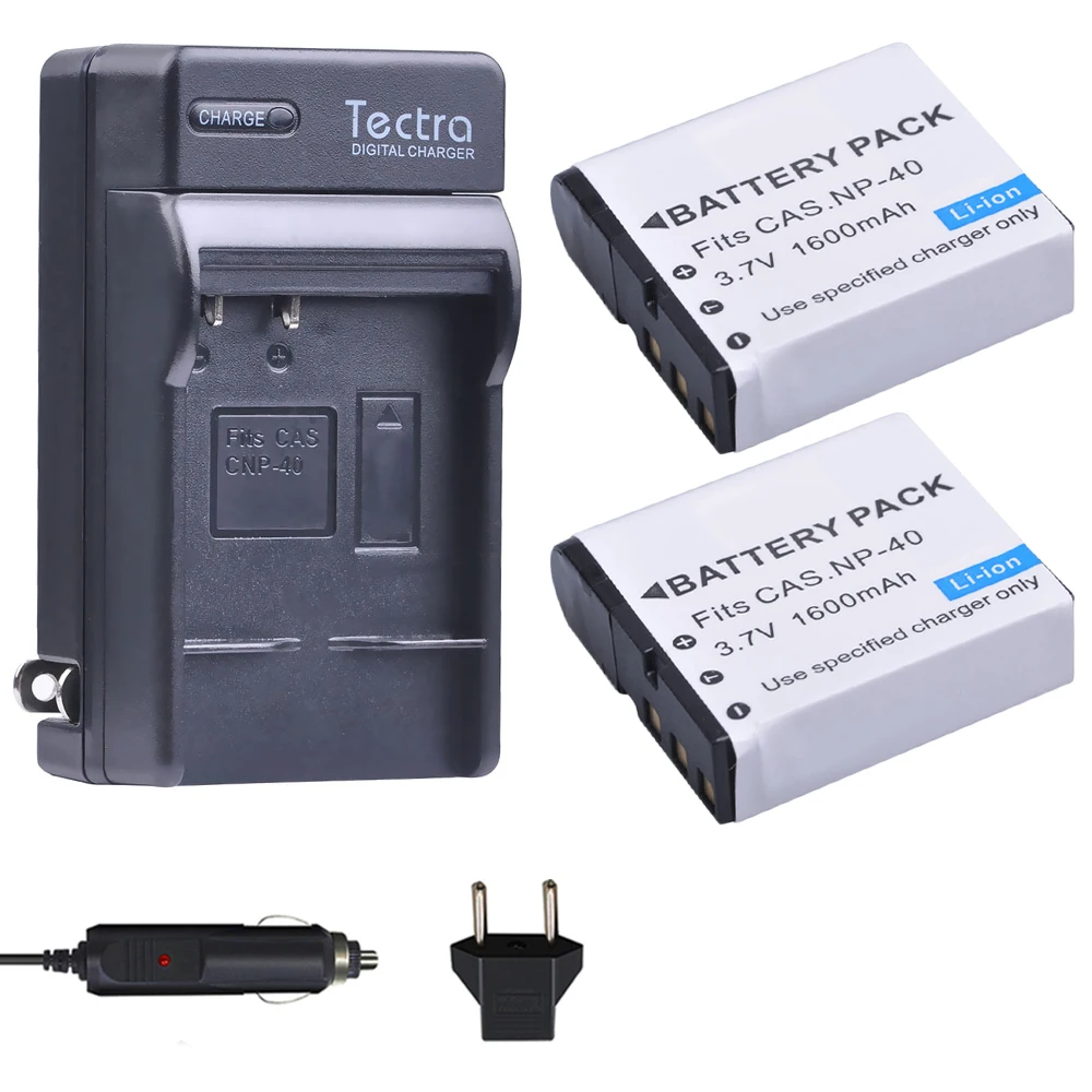 Tectra 2 шт. NP-40 NP40 NP 40 батарея + Цифровое зарядное устройство для Casio EX-Z400 FC100 FC150 FC160S P505