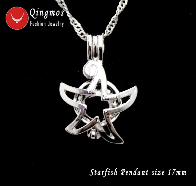 Qingmos Wish Pearl Chokers ожерелье для женщин с 17 мм Клетка Морская звезда любовь жемчужный