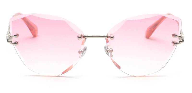 clear pink Peekaboo, без оправы, прозрачные солнцезащитные очки для женщин, кошачий глаз, розовый, коричневый, зеленый, синий, высокое качество, кошачий глаз, оттенки для женщин - Цвет линз: clear pink