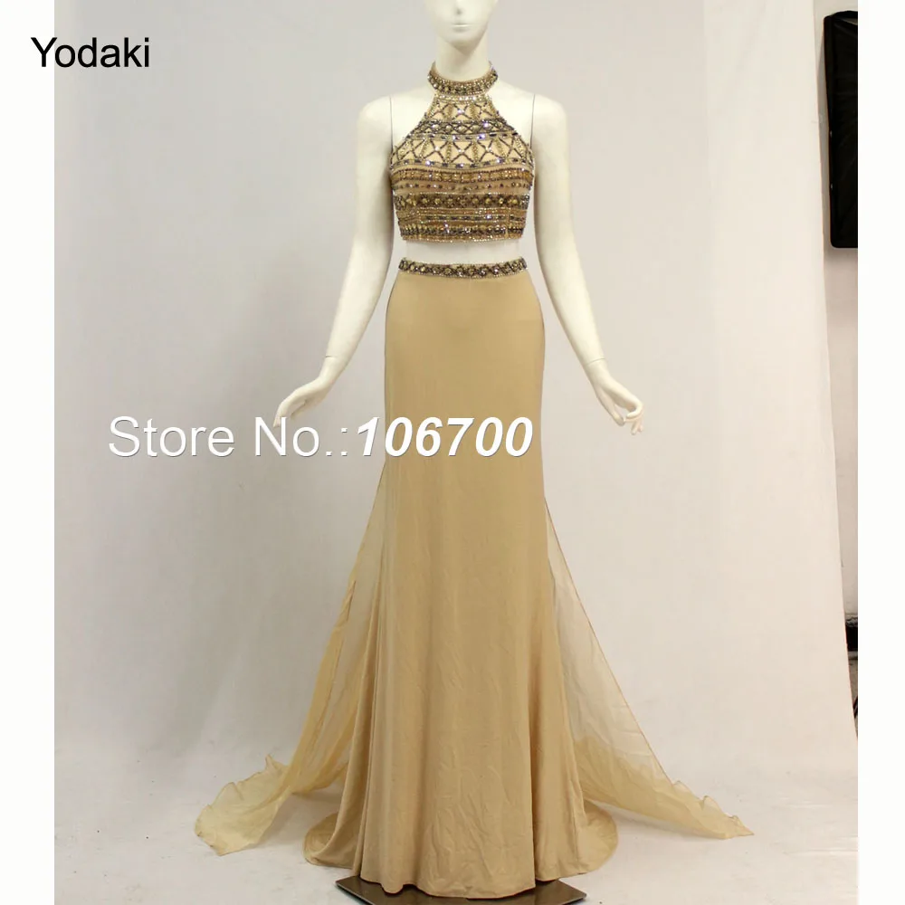 Блестящее платье с кристаллами и бусинами для выпускного бала из 2 предметов 2018