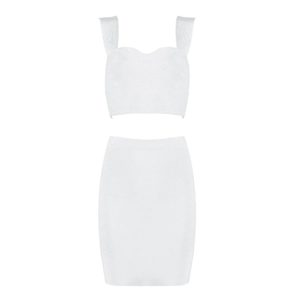 3 Colors Wholesale Sexy Strap 2 Piece Bandage Dress 2018 Knitted Elegant Designer Party | Женская одежда