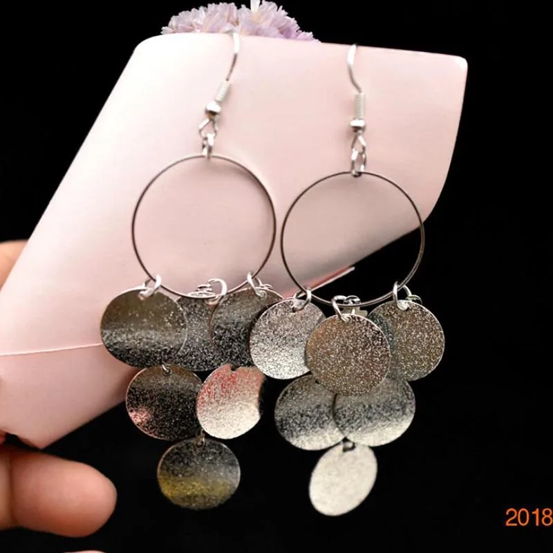 silver pierced Бренд Grace Jun новые европейские и американские большие круглые клипсы на серьги и блестящие серьги для женщин Свадебная бижутерия для вечеринок - Окраска металла: silver pierced
