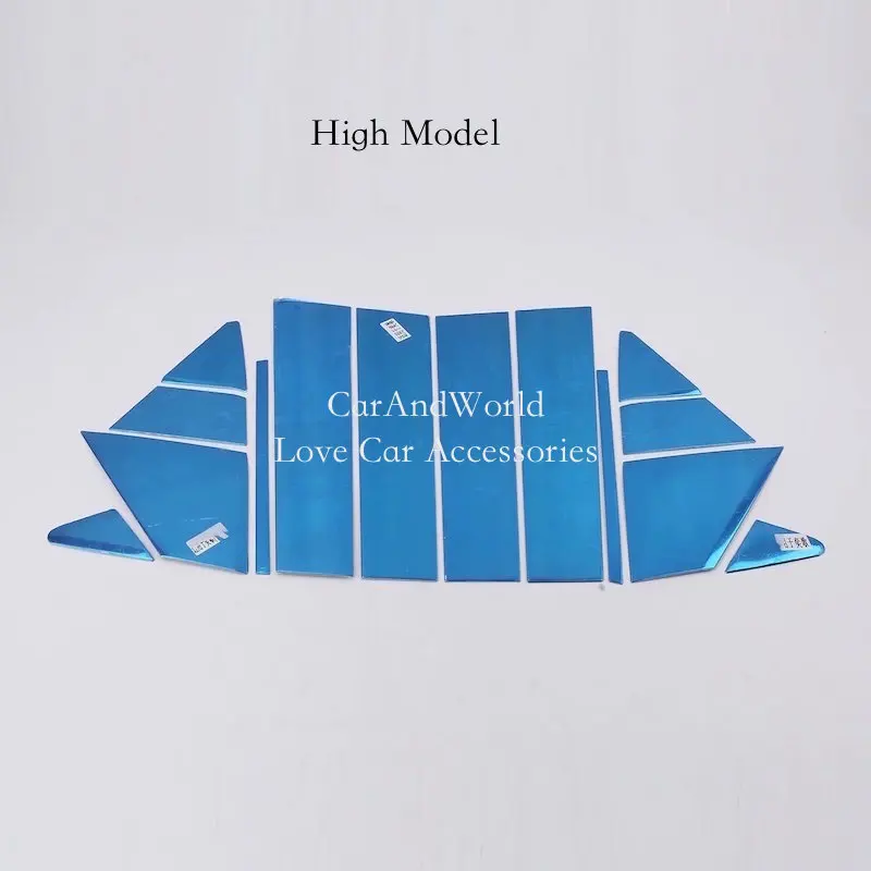 02 High Model 14pcs Высококачественные дверные оконные наличники из нержавеющей стали для Mitsubishi Eclipse Cross аксессуары для стайлинга автомобилей - Цвет: 02 High Model 14pcs