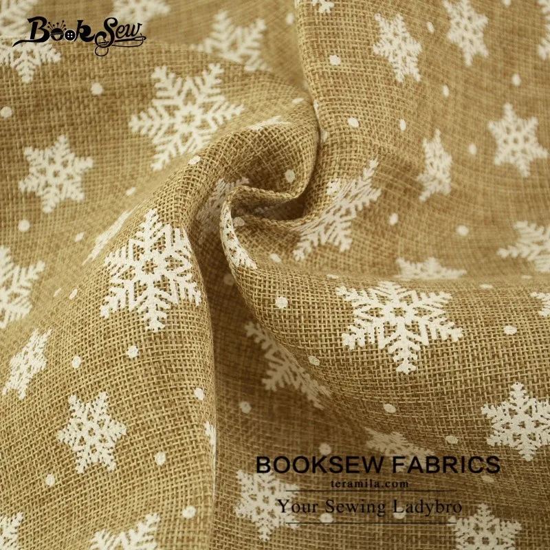 Booksew Лен Ткань 50x150 см Новогодние товары Вышивание ткань Снежинка Дизайн для скатерти чулок мешок Подушка украшения дома