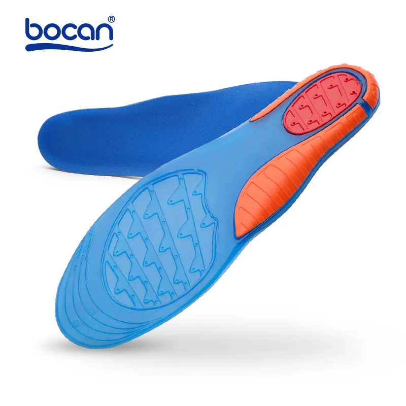 Bocan gel insoles high quality sport shock absorption foot care for plantar fasciitis breathable insoles fit for men/women