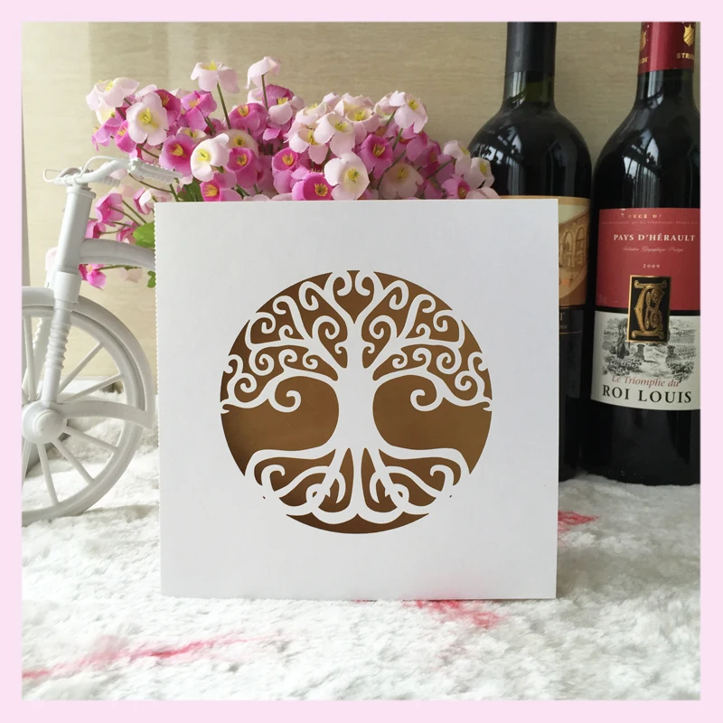 50 шт./лот дизайн дерева жизни для 90-го дня рождения пригласительные украшения