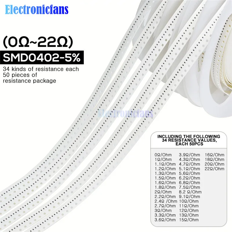 1700 шт./лот 0402 SMD резистор 0R 10M Ом 5% 1/16 Вт 0 25 Сопротивление чипа фиксированный набор