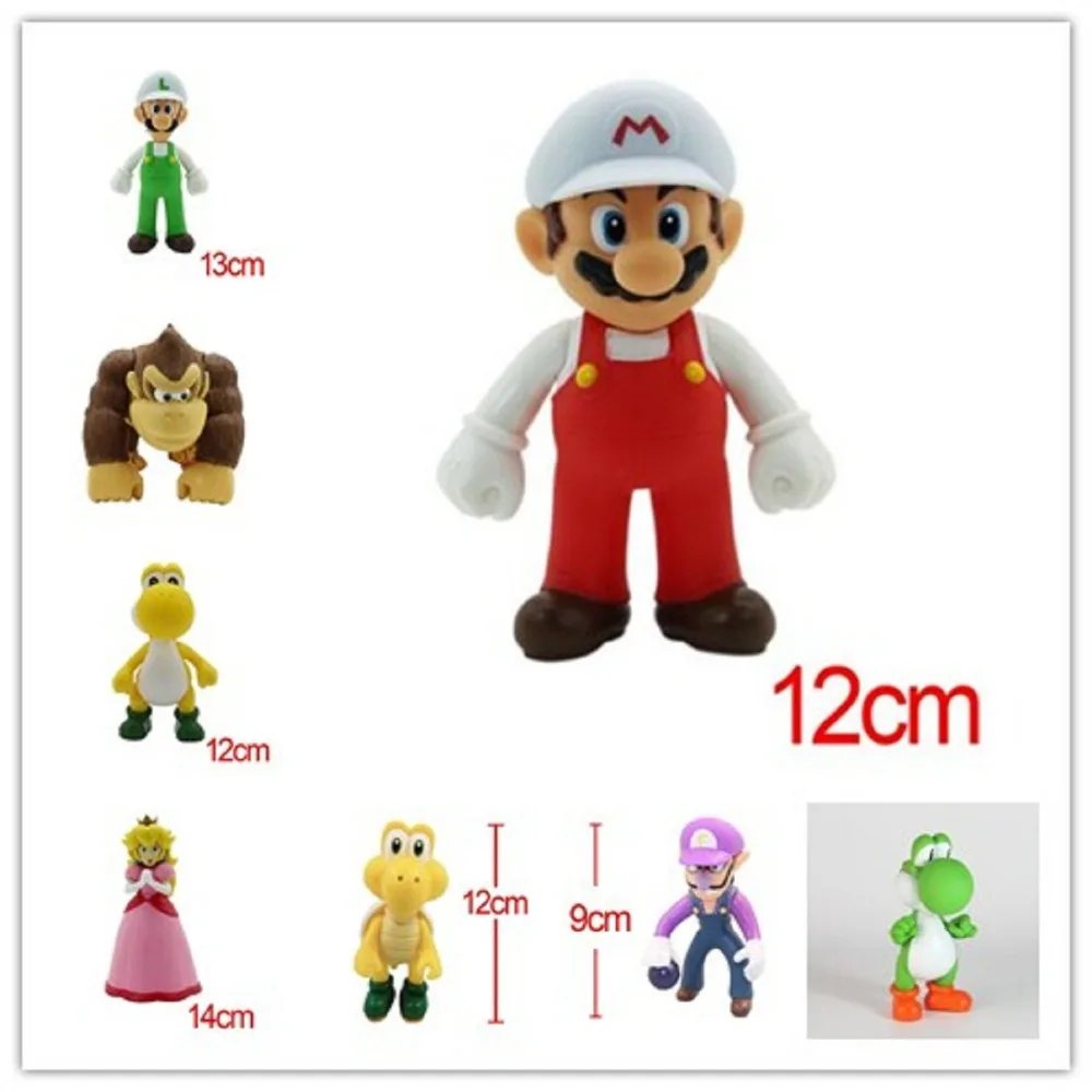 15 видов стилей 8 см аниме Super Mario Bros Bowser Koopa Yoshi Луиджи гриб Peach Wario PVC Фигурки игрушки