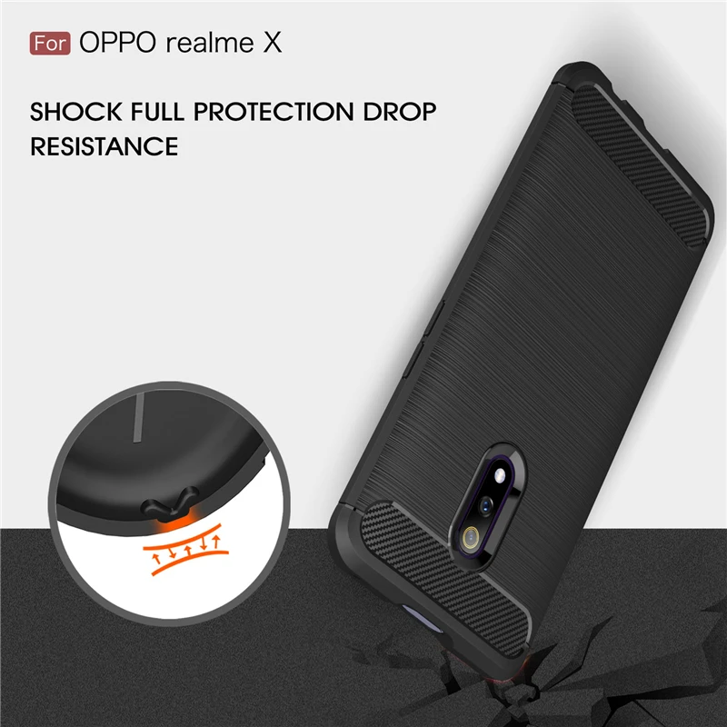 Чехол Oppo Realme X противоударный резиновый силиконовый чехол бампер из углеродного