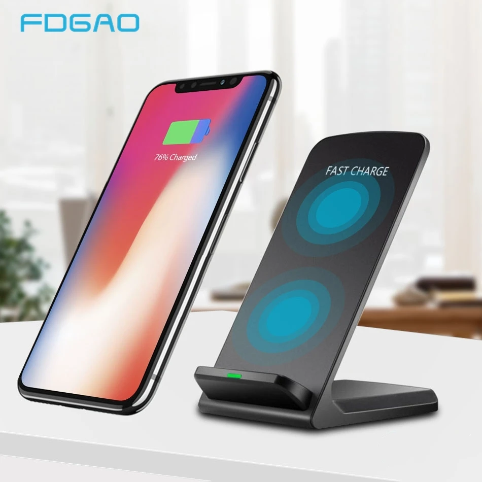 Быстрое беспроводное зарядное устройство FDGAO Qi для iPhone 11 Pro X XS Max 8 XR USB Quick 10 W