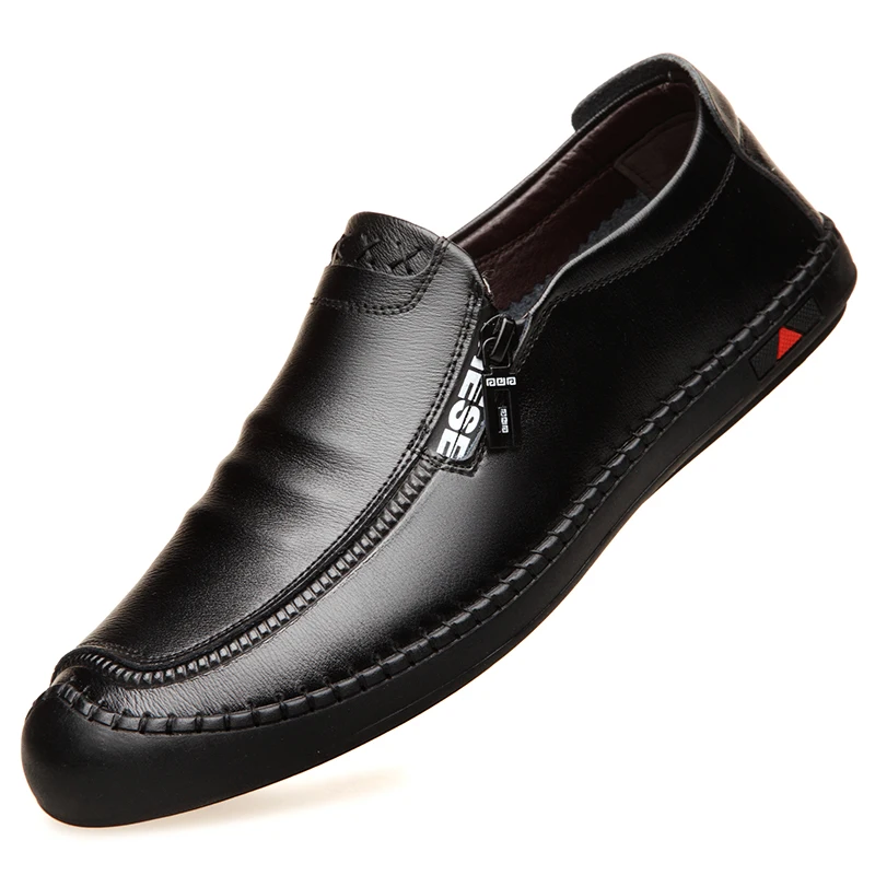 black style 1 UPUPER/кожаная обувь без шнуровки; мужская повседневная обувь из натуральной кожи; цвет черный, синий; сезон осень; модные мокасины; Лоферы для мужчин - Цвет: black style 1