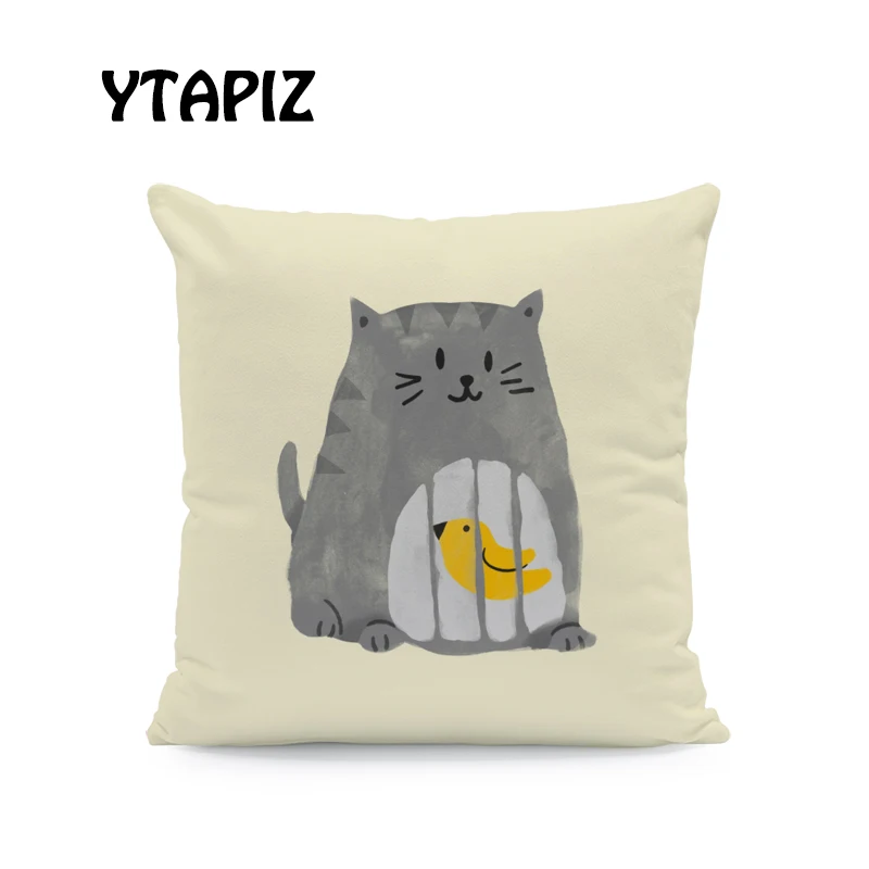 Cartoon Painted Animal Pillow Case Cat Deer Whale Dinosaur Unicorn Decoration Kite Toothbrush Skateboard Rainbow Cushion Cover | Дом и сад