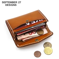 creditid card case genuine leather handmade high quality men retro small wallet busname card holder female mini coin purses