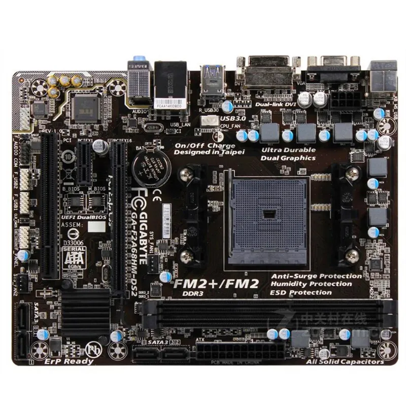 Оригинальный A68 материнская плата для Gigabyte GA F2A68HM DS2 DDR3 гнездо FM2 A68H USB3.0 SATA3