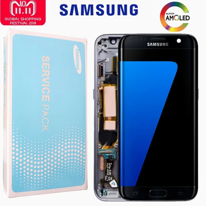 Щепка Черный Золото оригинальные 5 ''Замена для Samsung Galaxy S7 Edge G935 G935F ЖК-дисплей