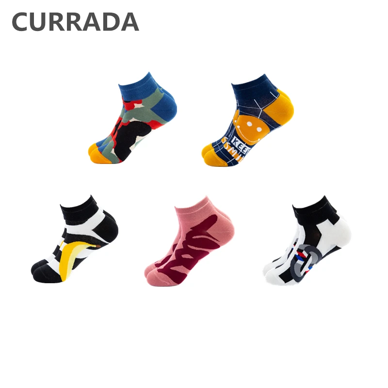 5 пар/лот мужские Разноцветные летние носки по щиколотку новинка креативный
