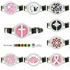 Медальон с распылителем эфирного масла Lotus flower cross, браслеты из ПУ кожи, крученый винт 25 мм, медальон для женщин, браслет для ароматерапии