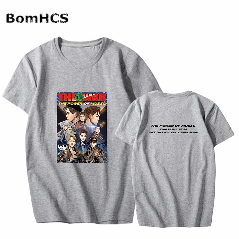 Хлопковая футболка BomHCS Kpop EXO топ с коротким рукавом для фанатов музыкальной силы