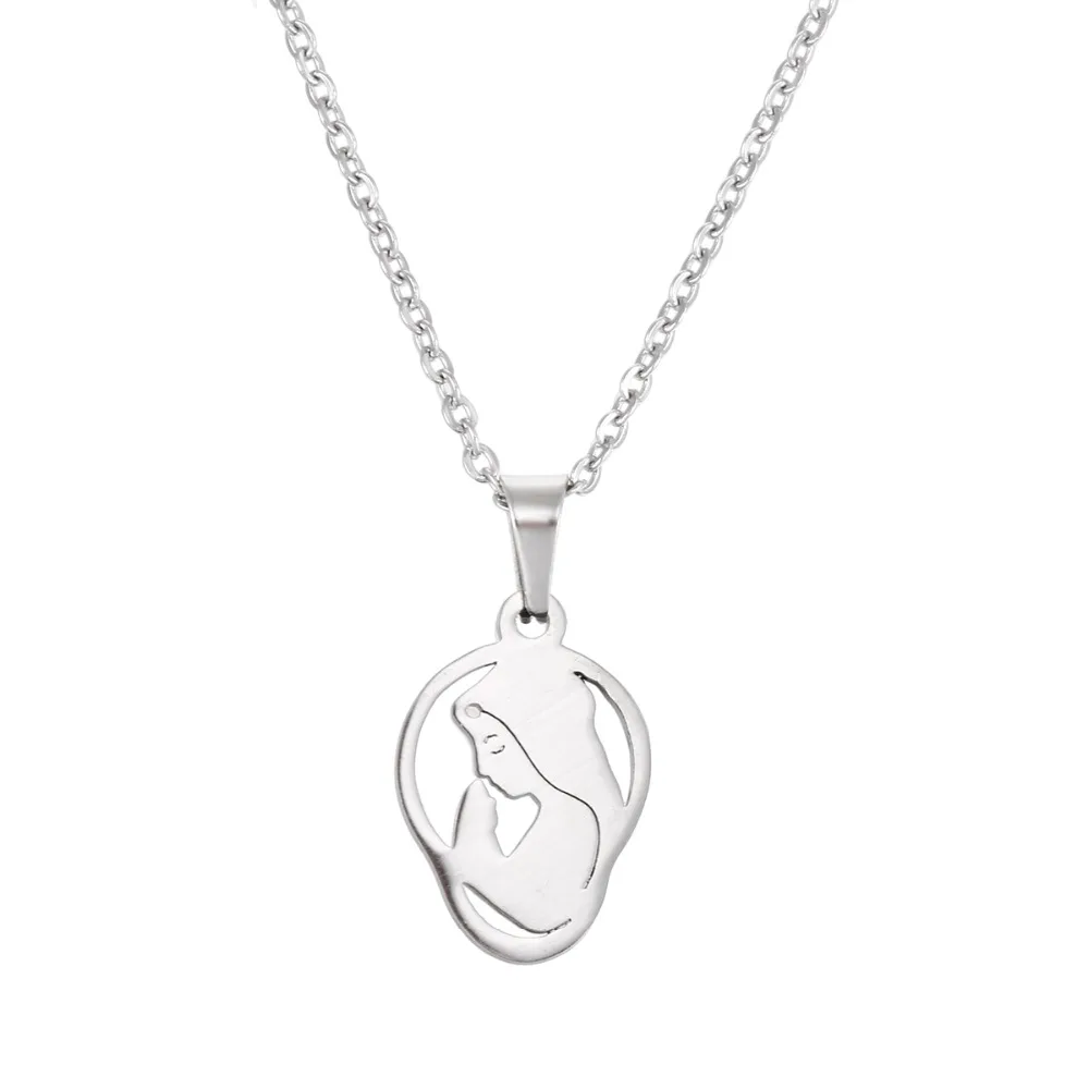 Fashion Stainless Steel Blessing Madonna Maria Pendant Statement Necklace Women Girls Luck Jewelry Gift | Украшения и аксессуары
