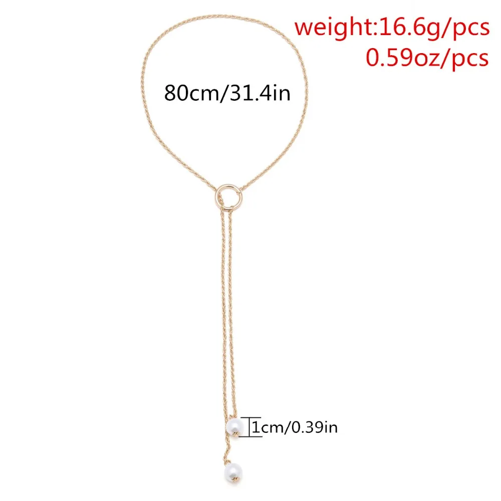 Kymyad Long Necklace Imitation Pearl Necklaces &amp Pendants Choker For Women Jewelry Gold Color Tassel Chain | Украшения и