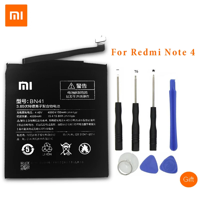 Xiao Mi Оригинальные аккумуляторы для мобильных телефонов BN41 Xiaomi Redmi Note 4 Hongmi Note4