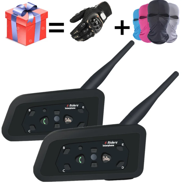Bluetooth гарнитура для мотоциклетного шлема 2 шт. беспроводная Intercom 6 Riders BT