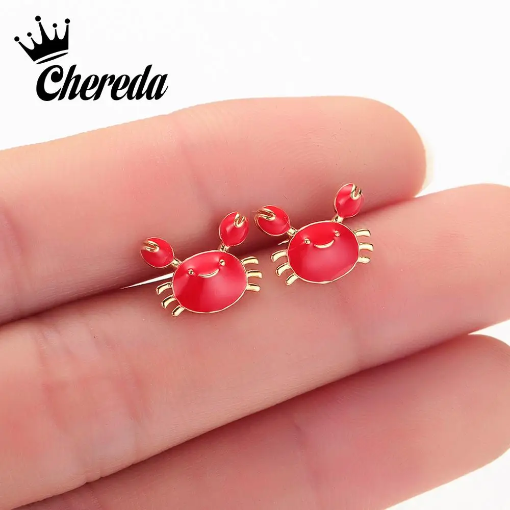 Женские сережки гвоздики Chereda милые красные серьги модные