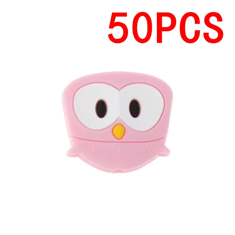 Owl - Rouge Pink 50 шт., силиконовый Прорезыватель для зубов в форме единорога, бусины в виде животных, BPA бесплатно, для прорезывания зубов, ожерелье, держатель для сенсорной соски, игрушка для душа, грызуны пищевого класса - Цвет: Owl - Rouge Pink