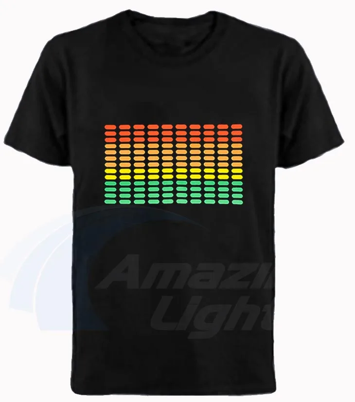 Hot sale High Quality unisex 100%Cotton LED t shirts equalizer Sound Activated EL T shirt Amazing light brand led t-shirt | Автомобили и