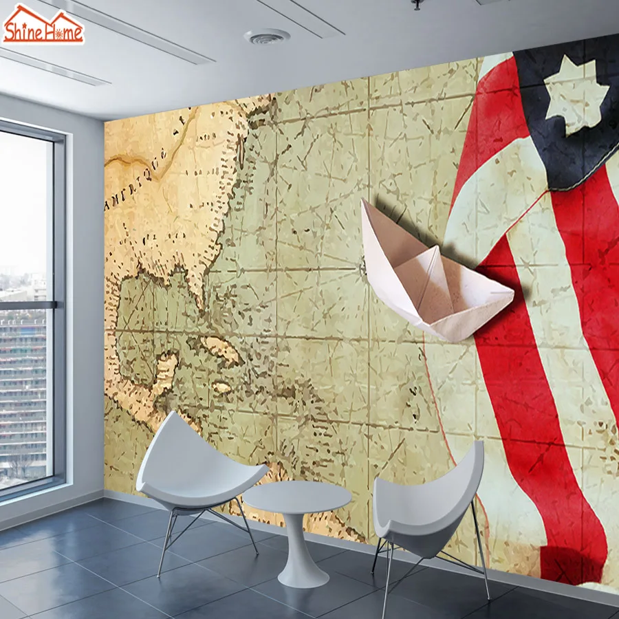 ShineHome-Большие пользовательские фото обои для 3 d гостиной кирпичные флаг США