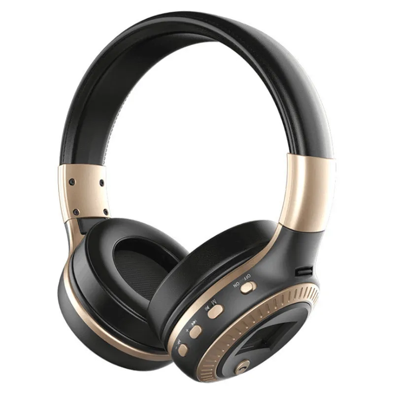 BlackAndGold Bluetooth наушники с активным шумоподавлением. Наушники с микрофоном. Качественный бас. Встроенный адаптер SD/TF карты, FM приемник - Цвет: BlackAndGold