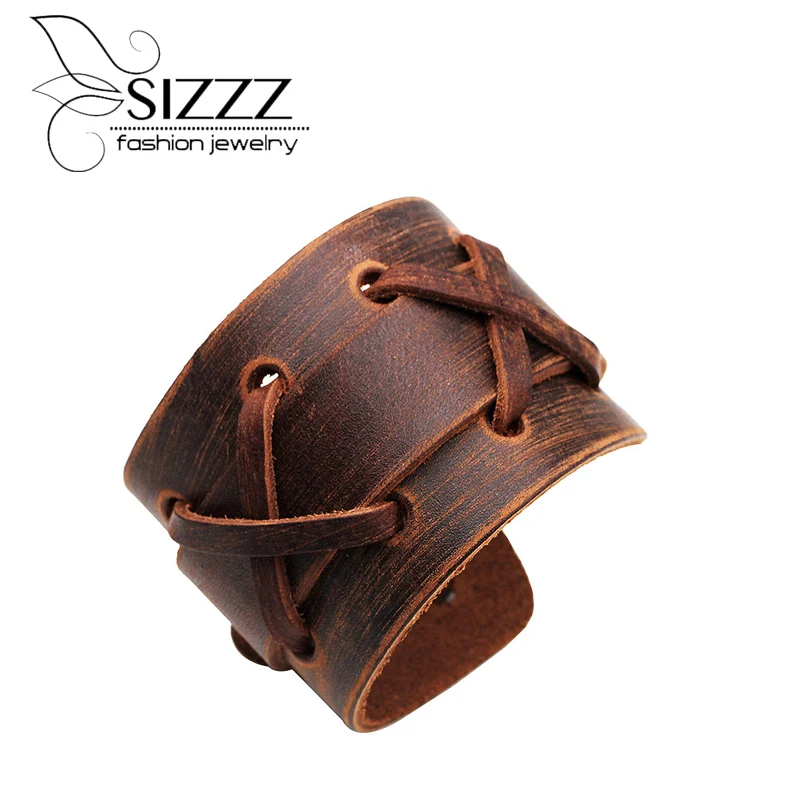 Мужской кожаный браслет SIZZZ в стиле панк длиной 28 см|handmade bracelet|bracelet handmadebracelet bracelet |