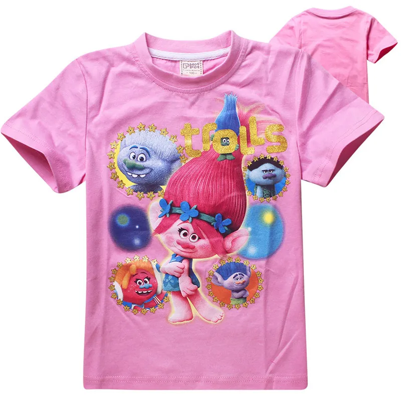 Christmas gifts for girls clothes trolls children short sleeve t-shirt girl &amp boys cartoon t shirt kids clothing cotton 4-11T | Мать и