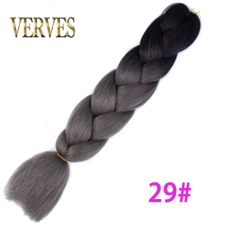 VERVES, Омбре, плетение волос, 100 г/шт., 24 дюйма, 1 шт., синтетический, три, два тона, тепловое волокно, вязанное крючком, огромные косы, наращивание волос - Цвет: T1B/33/27