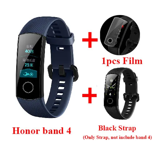 Blue Add Black Huawei Honor Band 4 умный Браслет, фитнес 0.95in цвет AMOLED сенсорный экран фитнес-трекер в режиме реального времени трек сна сердце оснастки - Цвет: Blue Add Black