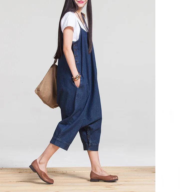 Модные негабаритные свободные низкое падение шаровары с низкой слонкой Джинсы