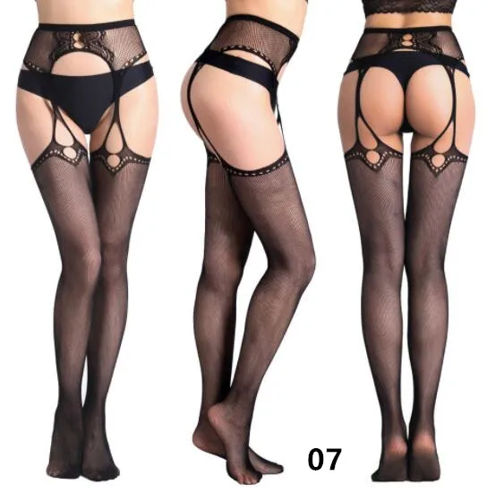 07 SHENGRENMEI NEW Fashion Sexy Stockings Women Embroidery Open Crotch Pantyhose Plus Size Female 15 Style Tights Garter Lingerie - Цвет: 07