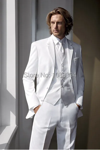 

Best Selling Mens Business Suit White Groom Tuxedos Formal Dress Men Wedding Suits Prom Suits 3 Pieces (Jacket+Pants+Vest+Tie)