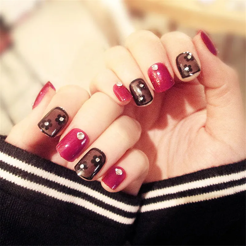 24 шт. декоративные ногти в горошек|Накладные ногти| |