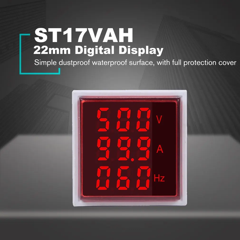 Red SINOTIMER 22 мм светодиодный индикатор квадратный цифровой измеритель напряжения тока частоты сигнальные огни комбинированный Измеритель Тестер ST17V AH - Цвет: Red