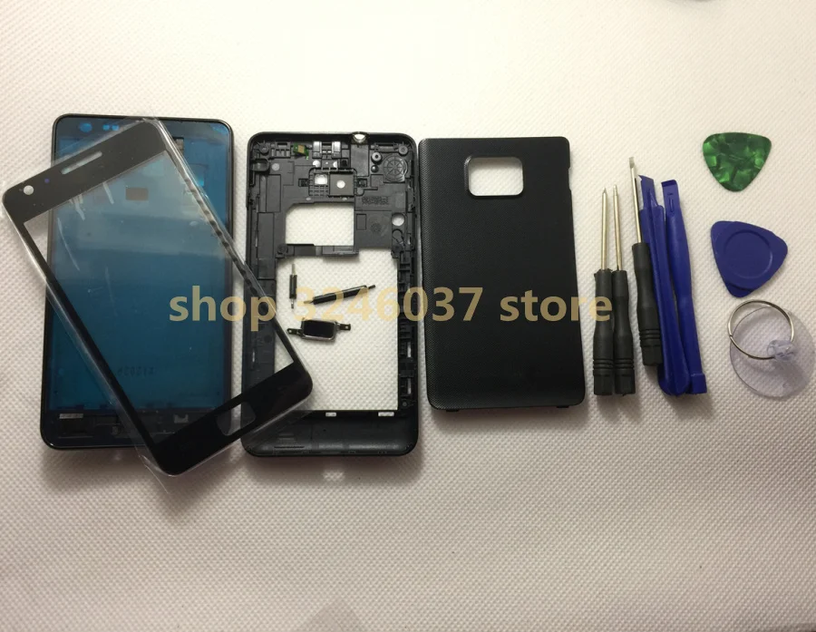 Полное покрытие корпуса для samsung Galaxy S2 I9100 (лицевая панель/средняя рамка + Задняя