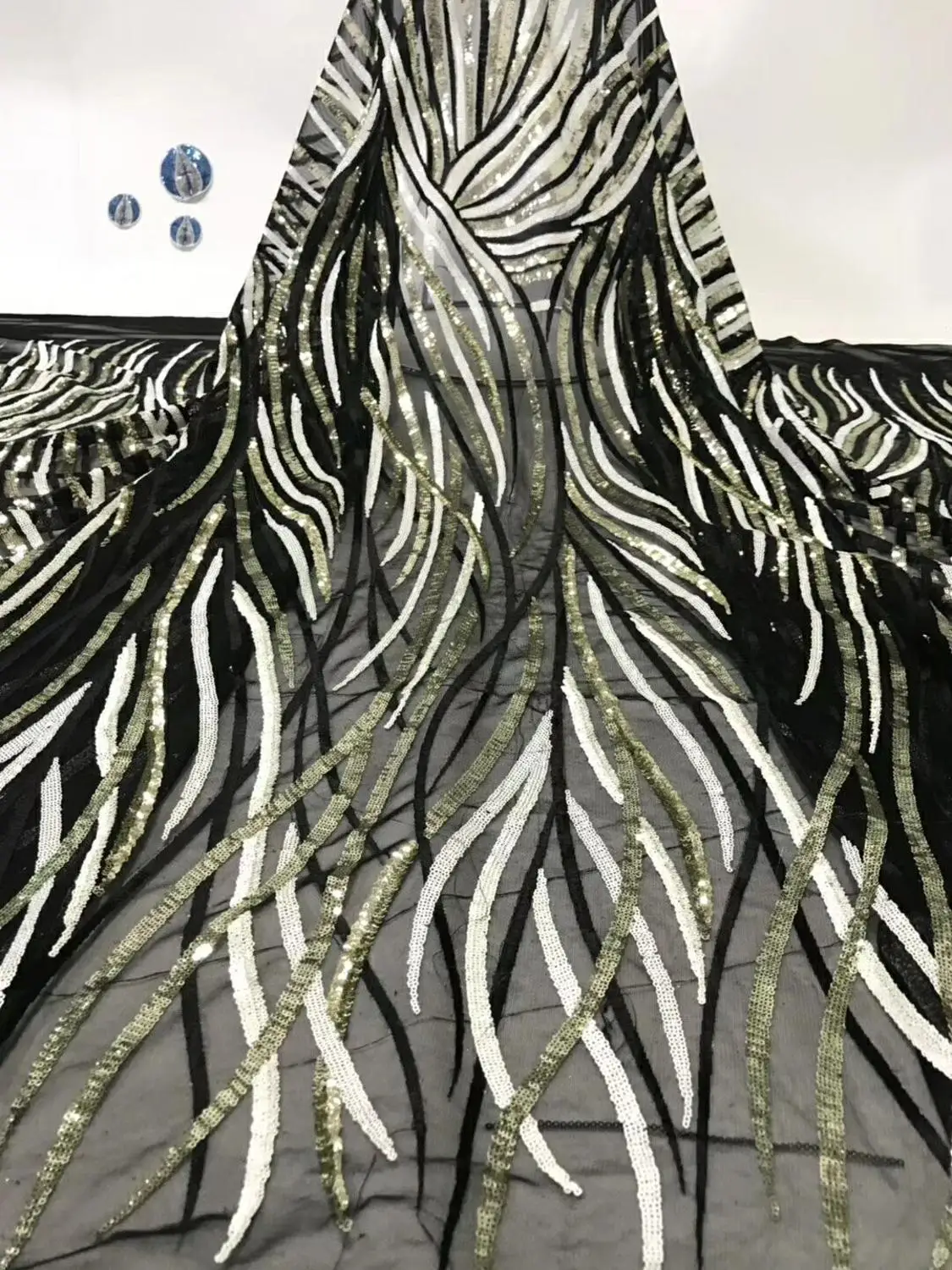 

High quality sequence French Nigerian sequins net African tulle mesh sequence lace fabric for dress 5yards/lot XB04